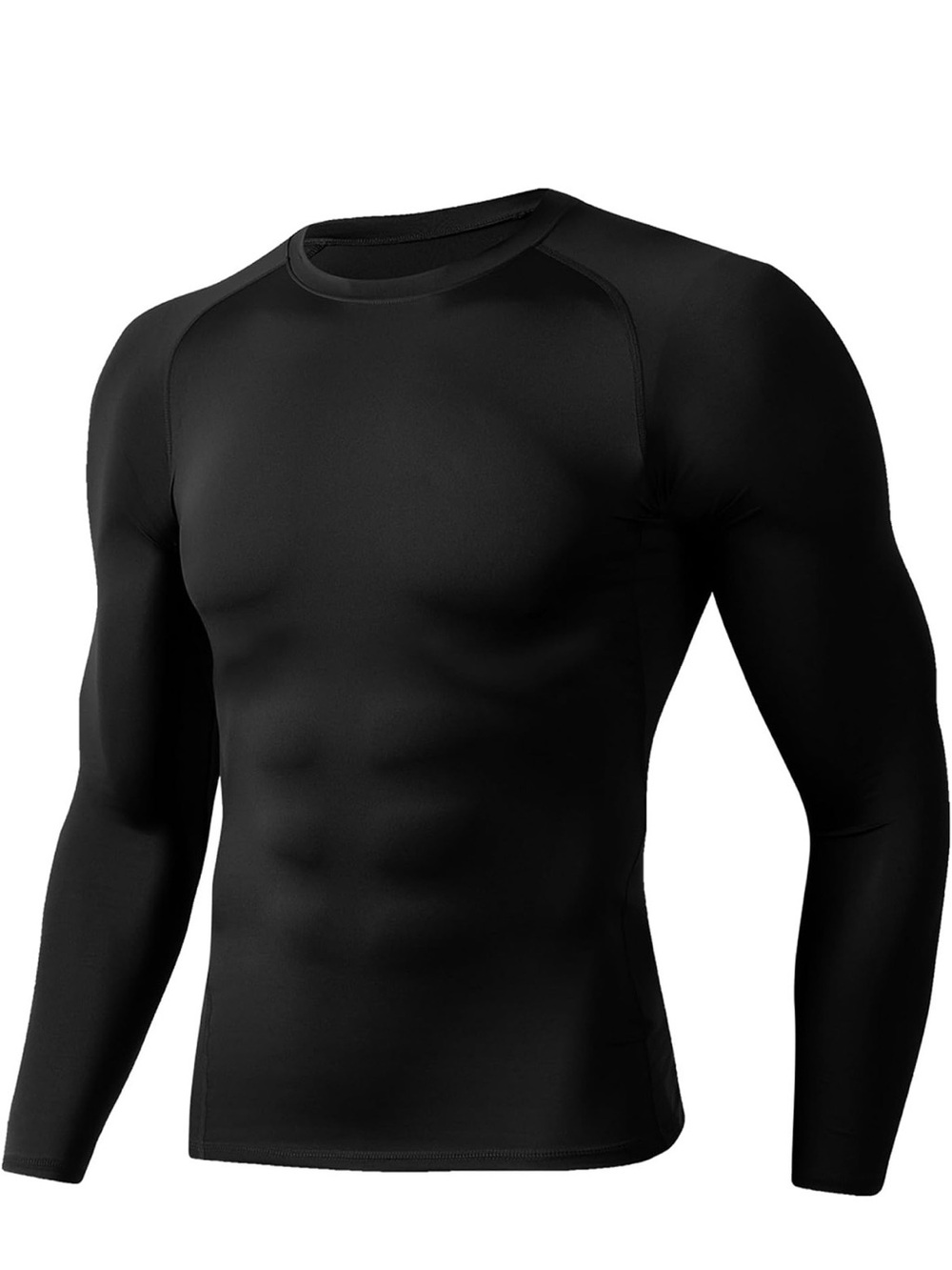 BOOJO Men’s Black Compression Shirt Long Sleeve Workout Gym Top Size L – New